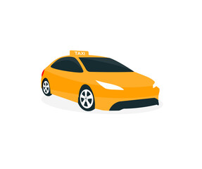 Yellow taxi car with roof sign logo design. Taxi map pointer. Taxi service icon. Automobile taxi service design concept vector design and illustration.
