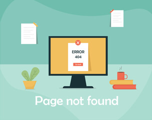 Error 404 Page Not Found  Illustration Background For Web Missing Landing Page. 