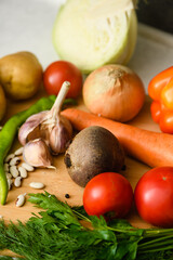 Ingredients for cooking the national Ukrainian dish - borscht.