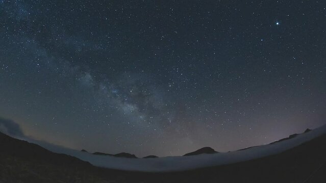 starry night sky over cloud in Canary islands