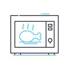 roast chicken line icon, outline symbol, vector illustration, concept sign