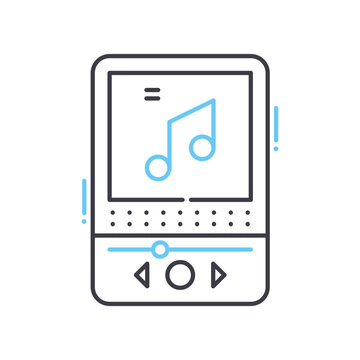music player line icon, outline symbol, vector illustration, concept sign