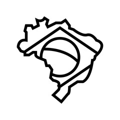 brazil country map flag line icon vector illustration