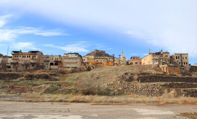 Cityscape and Nevshehirskaya Fortress Kayasehir in Nevsehir city, Cappadocia, Turkey