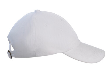 Side view ofwhite Baseball cap isolated in transparent png format