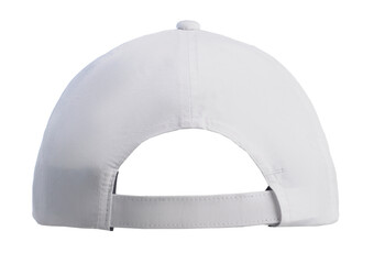 rear of white Baseball cap isolated in transparent png format