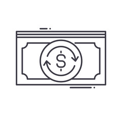 money flow line icon, outline symbol, vector illustration, concept sign