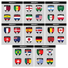 Shield Team Badges for All Countries in Football Tournament