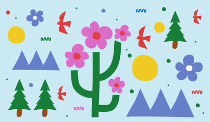 Colorful and fun abstract nature background vector design