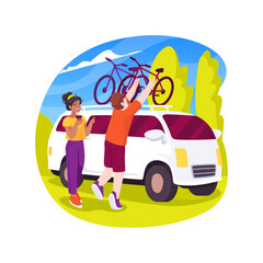Motorhome stopover isolated cartoon vector illustration.