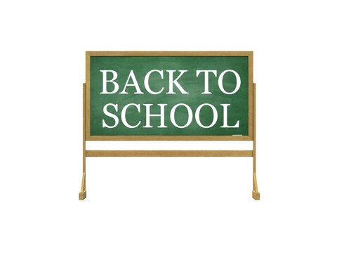 the text Back to school written on a chalkboard. School illustration