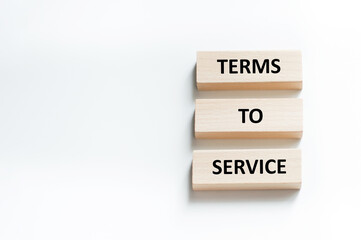 Term on service text on wooden bars on a white background