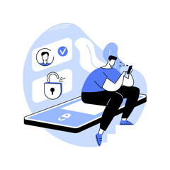 Facial recognition isolated cartoon vector illustrations.