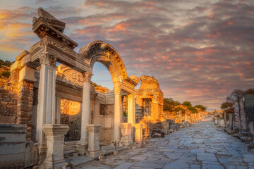 Ephesus unesco world heritage archaeological touristic destination  - obrazy, fototapety, plakaty