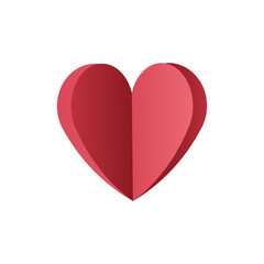 red heart isolated on white. origami heart. vector illustration. pink heart. 3d. sign. logo or icon. feelings and emotions. romance