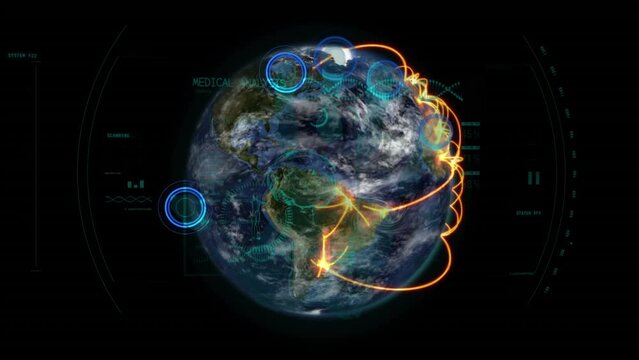 Animation of data processing over globe