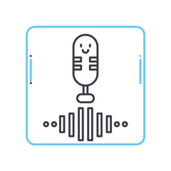 voice assistant interface line icon, outline symbol, vector illustration, concept sign