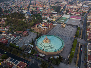 aerial landscape photography of basilica de guadalupe in mexico city - obrazy, fototapety, plakaty