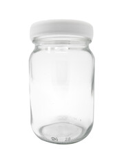 Frasco de vidrio 235 ml 8 oz, tapa rosca, blanca plástica. Para conservas