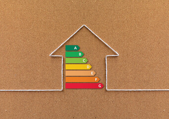 Energy Performance Certificate - Illustration of a house with EPC ratings
