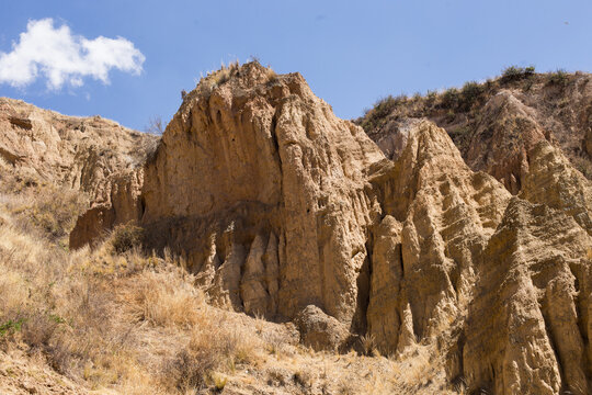 Formaciones de arcilla en Junin, Perú. Lugar llamado Wawi-Wawi. Concepto de lugares turísticos en sudamérica. 