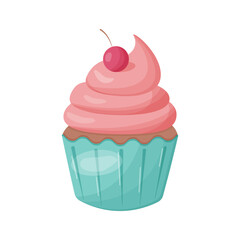 Delicious cupcake with cherry