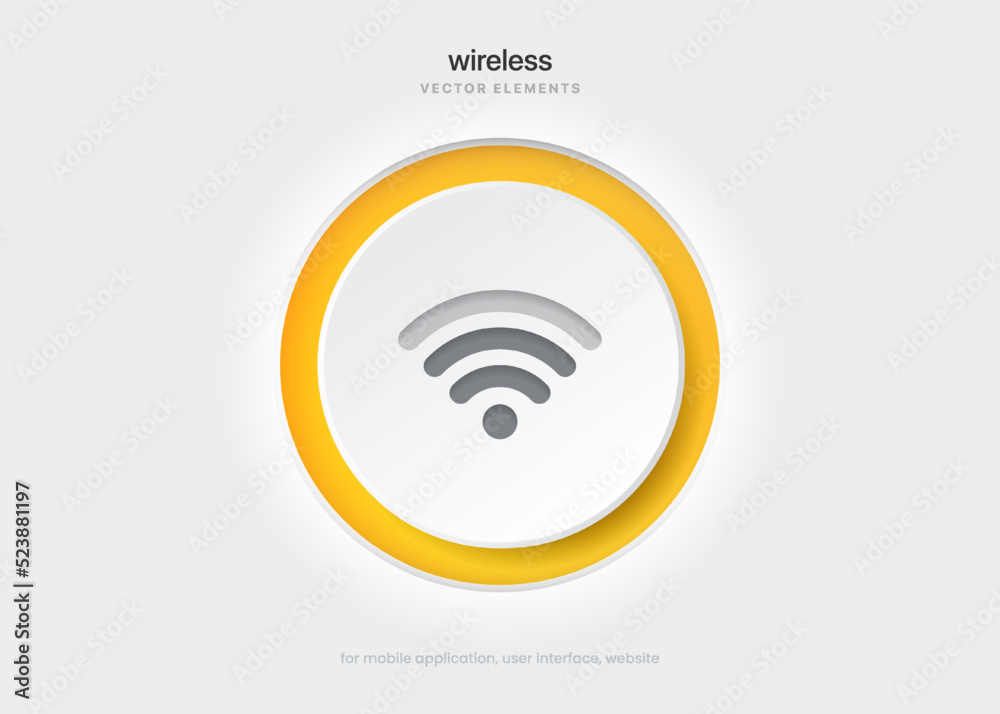Poster 3D wifi icon web push. Vector wi-fi hotspot signal sign. Wireless icon. WIFI internet sign isolated on white background, flat minimal style, vector illustration. Stock vector.