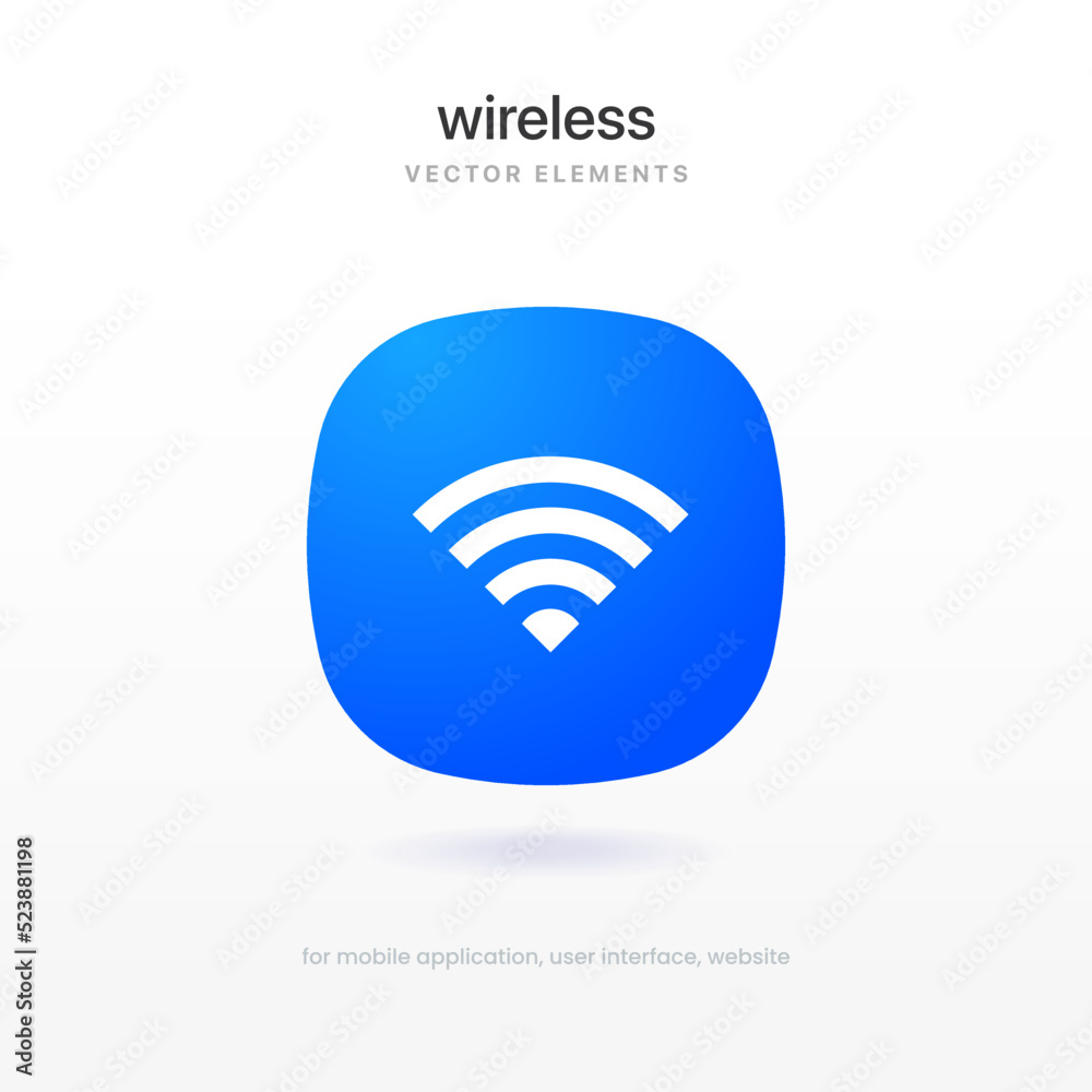 Poster 3D wifi icon web push. Vector wi-fi hotspot signal sign. Wireless icon. WIFI internet sign isolated on white background, flat minimal style, vector illustration. Stock vector.