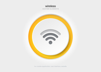 3D wifi icon web push. Vector wi-fi hotspot signal sign. Wireless icon. WIFI internet sign isolated on white background, flat minimal style, vector illustration. Stock vector.