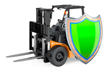 Forklift truck with shield, 3D rendering