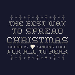 Merry Christmas lettering design on dark background. Holidays quote - the best way to spread Christmas. Stock vector xmas typography and calligraphy arts for t-shirt printing