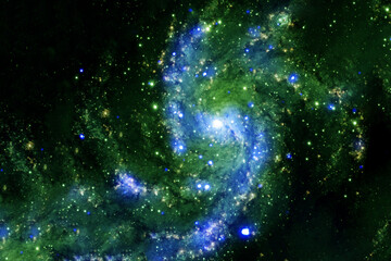Green space nebula in dark space. Elements of this image furnished by NASA