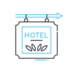 hotel direction line icon, outline symbol, vector illustration, concept sign