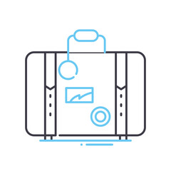 tourist bag line icon, outline symbol, vector illustration, concept sign