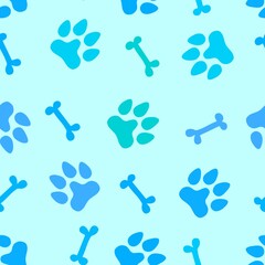 Naklejka na ściany i meble Animals seamless dogs footprints and bones pattern for clothes print and kids and fabrics and wrapping
