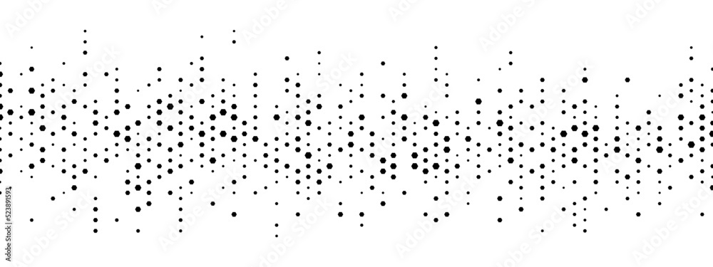 Poster halftone abstract geometric background frame. monochrome texture of hexagons. linear pattern of cell