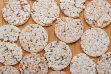 top view of .delicious rice crackers with chia and pepper