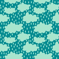 Cartoon seamless clouds and rain drops pattern for kids clothes print and accessories and notebooks and wrapping