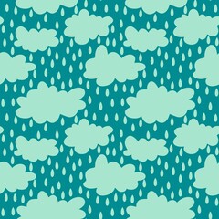 Cartoon seamless clouds and rain drops pattern for kids clothes print and accessories and notebooks and wrapping