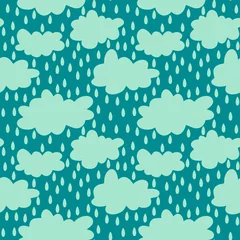 Foto auf Acrylglas Cartoon seamless clouds and rain drops pattern for kids clothes print and accessories and notebooks and wrapping © Tetiana