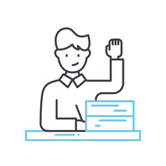 signing contract line icon, outline symbol, vector illustration, concept sign