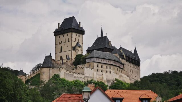 Low angle shot of Karsten Castle in the Czech Republic