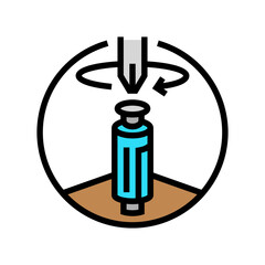 screw with screwdriver assembly furniture color icon vector illustration