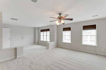 Empty room light gray carpet architecture design traditional light