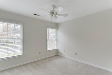 empty room with window white old fashion light fixture light carpet