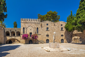 Fototapeta premium Square of the Hebrew Martyrs in historic centre of Rhodes town, Greece, Europe.
