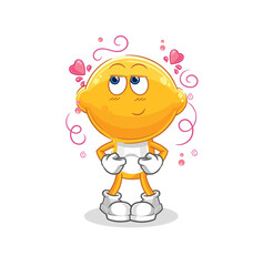 lemon head shy vector. cartoon character