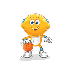 lemon head dribble basketball character. cartoon mascot vector