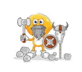 lemon head viking with an ax illustration. character vector