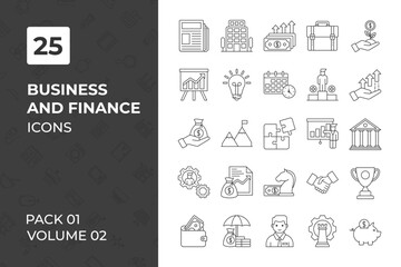 Business and Finance icons collection. Set contains such Icons as business man, teamwork, office, finance, and more
